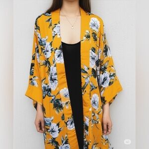 STREETWEAR SOCIETY |  Mustard Yellow Floral Kimono